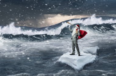 Seyir için yol Noel Baba. Karışık teknik