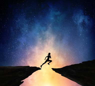 Geceleri çalışan koşucu. Karışık teknik