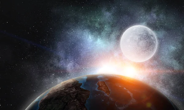 Місяць і Земля планета — стокове фото