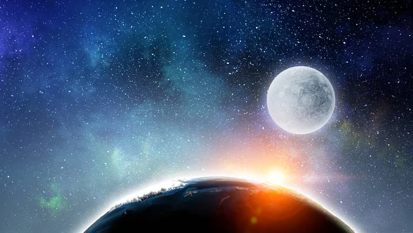 Lua e planeta Terra — Fotografia de Stock