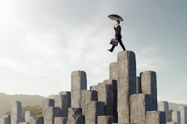 Eleganter Banker mit Regenschirm. Gemischte Medien — Stockfoto