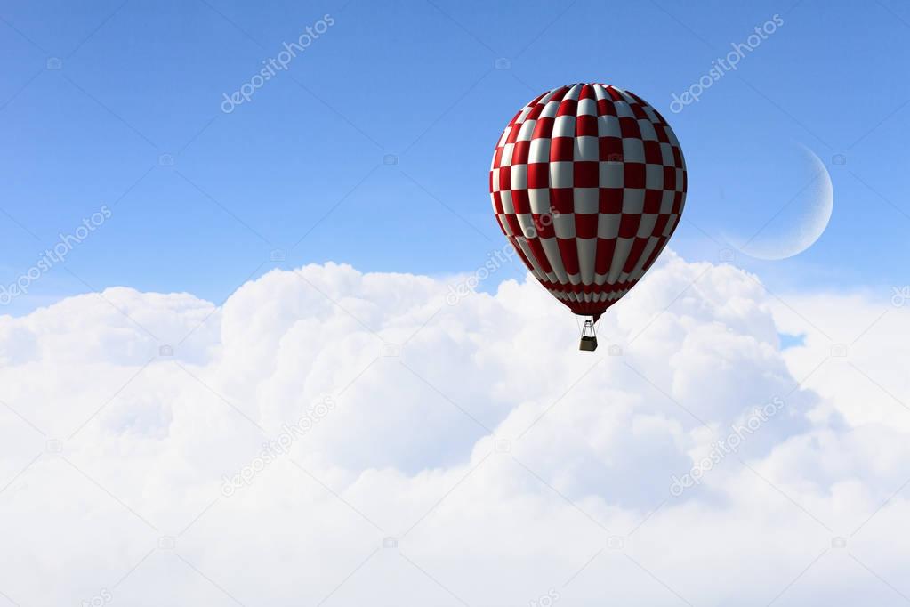 Aerostat flying above clouds