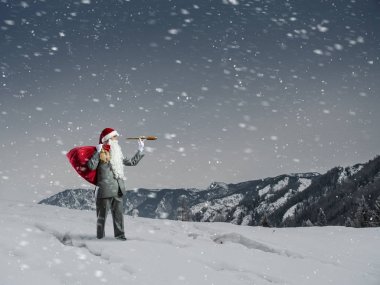 Seyir için yol Noel Baba. Karışık teknik