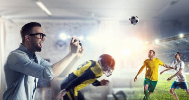 Retro photocamera adam. Karışık teknik