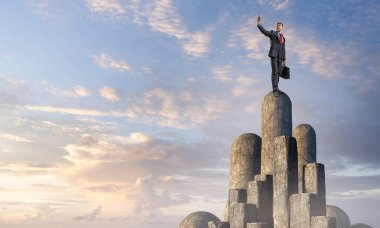 Selfie onun Smartphone'da yapma. Karışık teknik