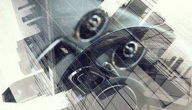 Zarif araba kapatma. Karışık teknik