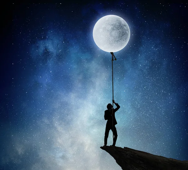 He is going to get the moon — Stock Photo, Image