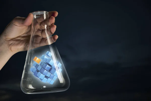Figura do cubo como conceito de inovação. Meios mistos — Fotografia de Stock