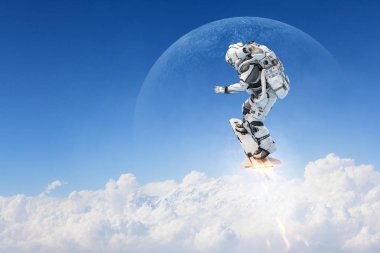 Yönetim Kurulu uçan üzerinde uzay adamı. Karışık teknik