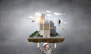 Ağır inşaat kavramı. Karışık teknik