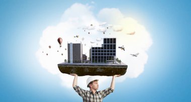 Ağır inşaat kavramı. Karışık teknik