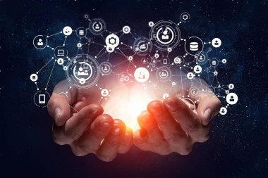 Sosyal etkileşim kavramı. 3D render