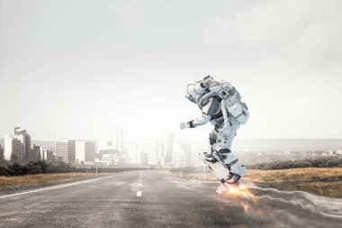 Yönetim Kurulu uçan üzerinde uzay adamı. Karışık teknik