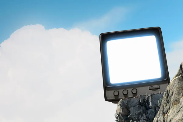 Stará Tv monitor. Kombinovaná technika — Stock fotografie