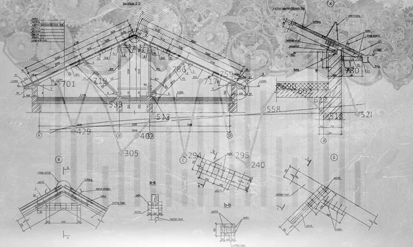 Progetto di ingegneria disegnato. Mezzi misti — Foto Stock