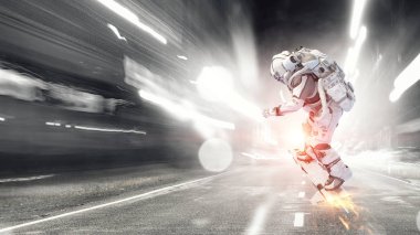 Yönetim Kurulu uçan üzerinde uzay adamı. Karışık teknik