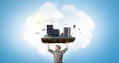 Ağır inşaat kavramı. Karışık teknik