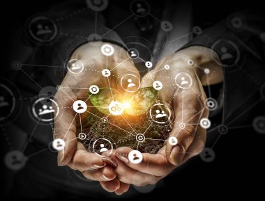 Sosyal etkileşim kavramı. 3D render