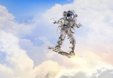 Yönetim Kurulu uçan üzerinde uzay adamı. Karışık teknik