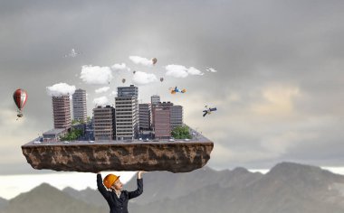 Ağır inşaat kavramı. Karışık teknik