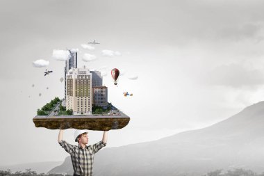 Ağır inşaat kavramı. Karışık teknik