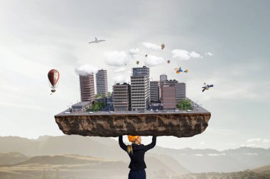 Ağır inşaat kavramı. Karışık teknik