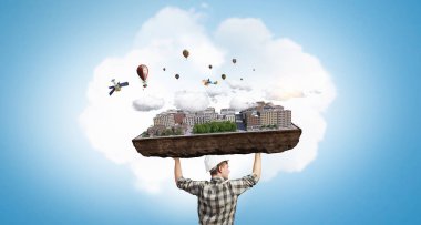 Ağır inşaat kavramı. Karışık teknik