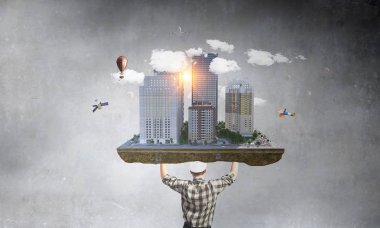 Ağır inşaat kavramı. Karışık teknik