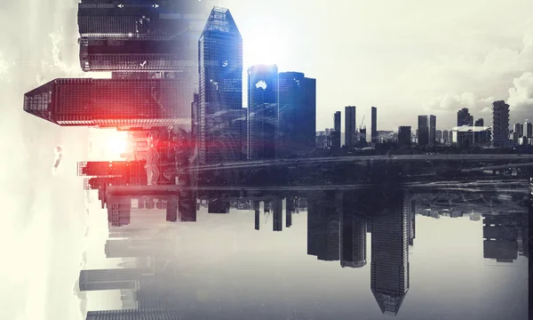 Modern iş şehir. Karışık teknik