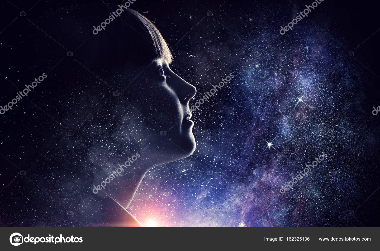 Fille Sur Le Ciel étoilé Technique Mixte Photographie