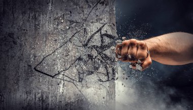 El ile duvar breaking. Karışık teknik