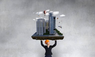 Ağır inşaat kavramı. Karışık teknik