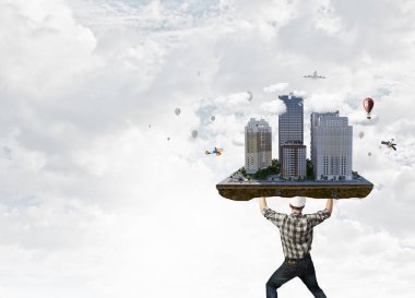 Ağır inşaat kavramı. Karışık teknik