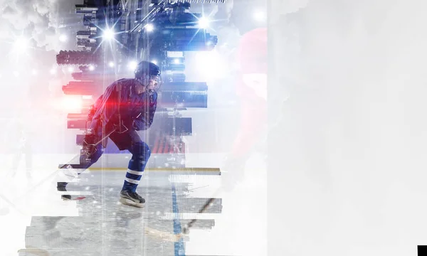 冰上曲棍球球员。混合媒体 — 图库照片