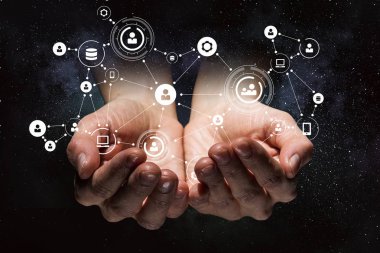 Sosyal etkileşim kavramı. 3D render