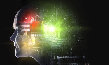 Parlak fikirler kafasının içinde. Karışık teknik