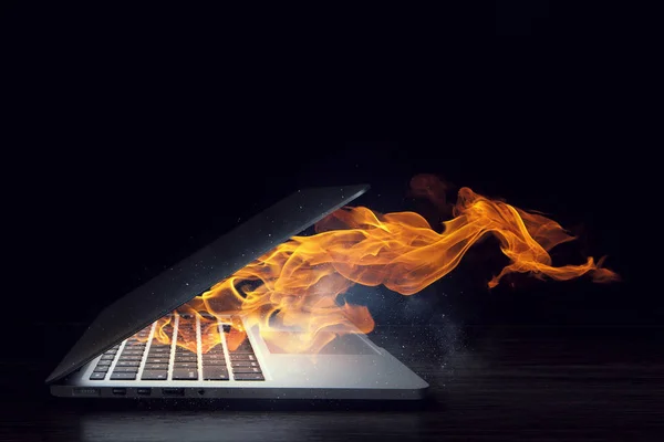 Laptop device damage. Mixed media — Stock Photo, Image