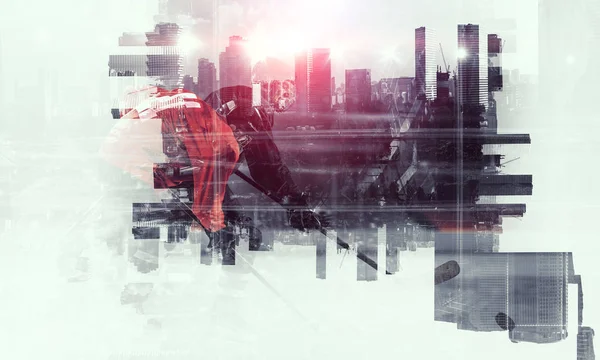 Buz hokeyi oyuncuları. Karışık teknik