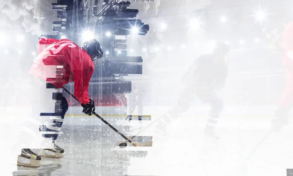 Hockey players on ice. Mixed media — Stock Photo, Image