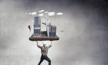 Ağır inşaat kavramı. Karışık teknik