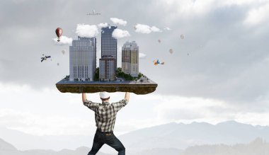 Ağır inşaat kavramı. Karışık teknik