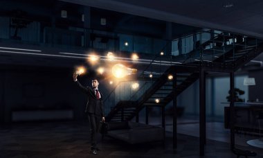 İşadamı fotoğraf olun. Karışık teknik