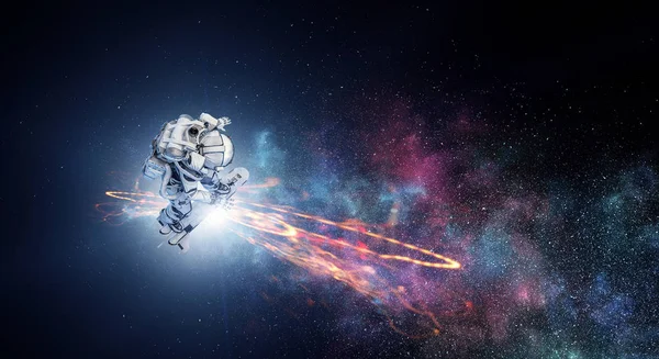 Yönetim Kurulu uçan üzerinde uzay adamı. Karışık teknik