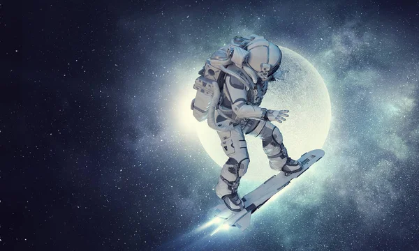 Yönetim Kurulu uçan üzerinde uzay adamı. Karışık teknik