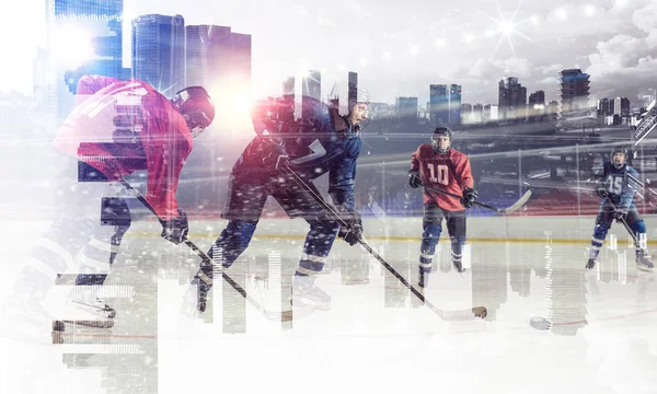 Buz hokeyi oyuncuları. Karışık teknik — Stok fotoğraf
