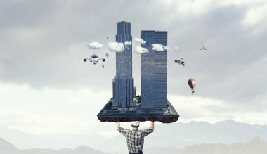 Ağır inşaat kavramı. Karışık teknik