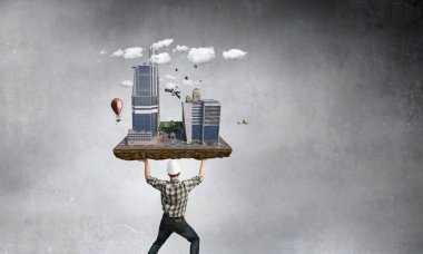 Ağır inşaat kavramı. Karışık teknik