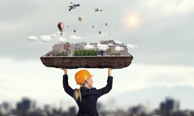 Ağır inşaat kavramı. Karışık teknik