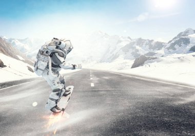 Yönetim Kurulu uçan üzerinde uzay adamı. Karışık teknik