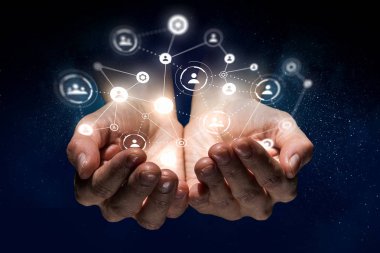 Sosyal etkileşim kavramı. 3D render